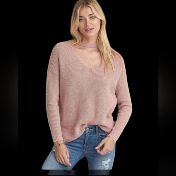 American Eagle Outfitters Large choker neck cutout wool blend pink - Picture 4 of 11